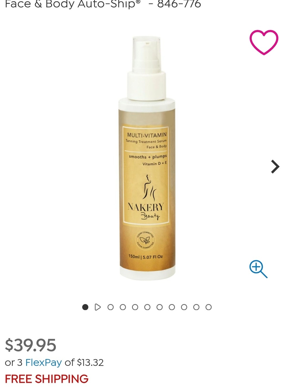Nakery Multi-Vitamin Tanning Treatment Serum 150ml- Factory Sealed NIB